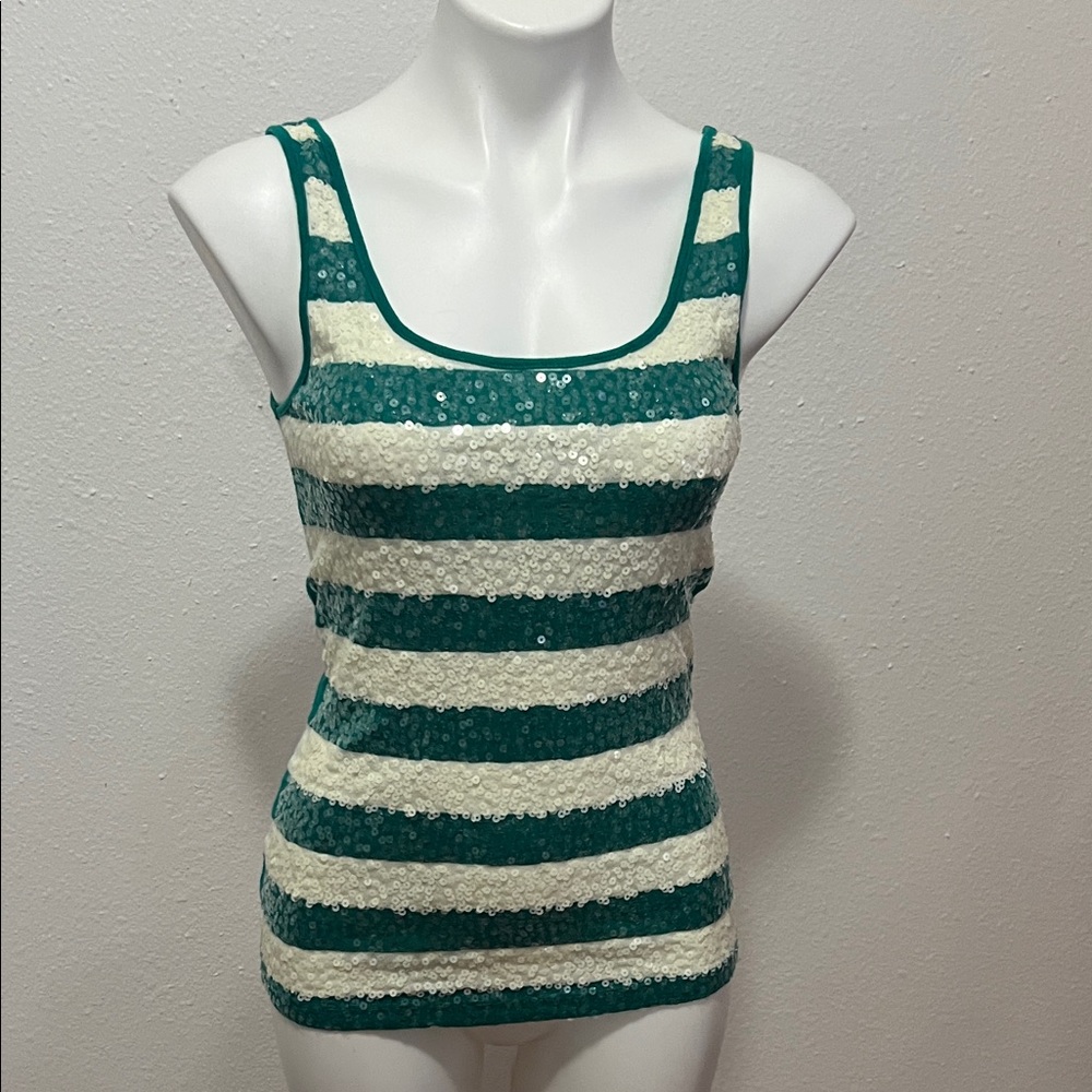 Old Navy Sequin Striped Tank Tops Lot of 2 Sz S/M